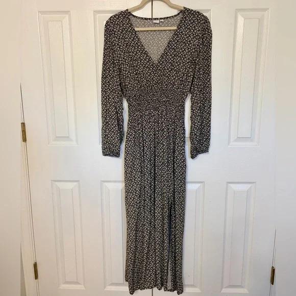 Gap Women's Maxi Boho Brown Cream Flower Print Dress - Picture 1 of 6